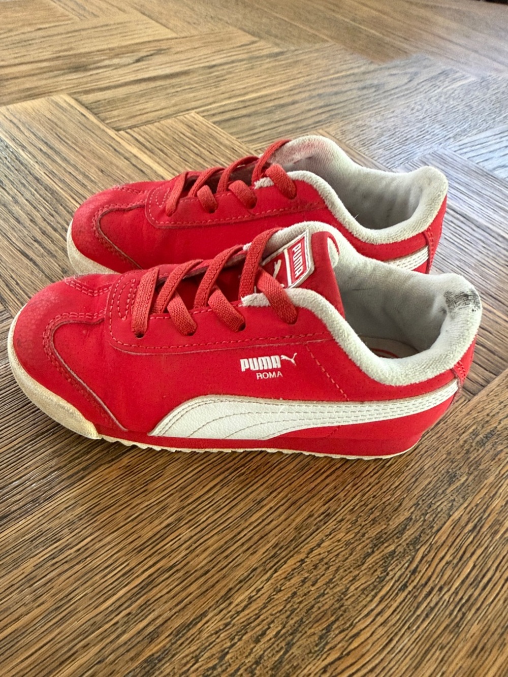 Puma Kids Red and White Roma Sneakers
